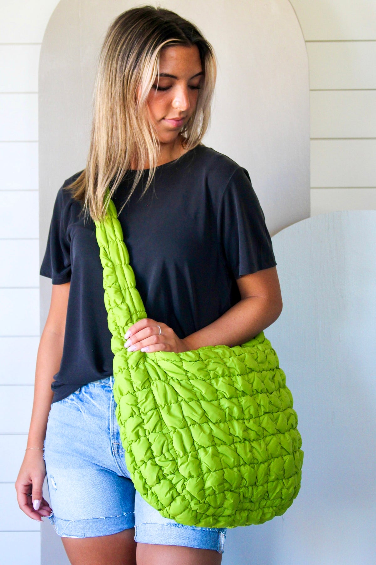 On Cloud Nine Quilted Carryall • Lime Green
