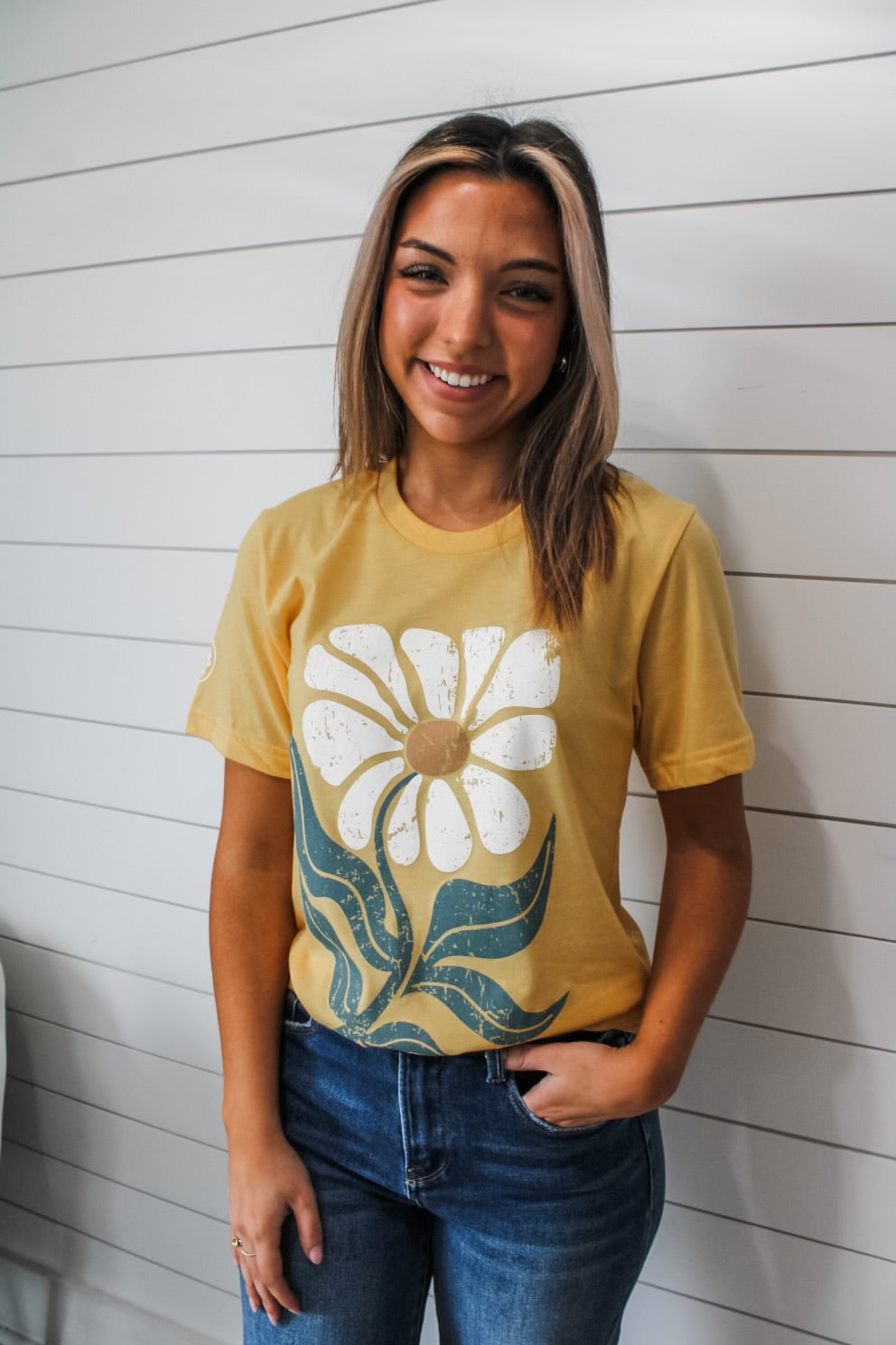 Happiness Blooms From Within Graphic Tee • Yellow• final sale