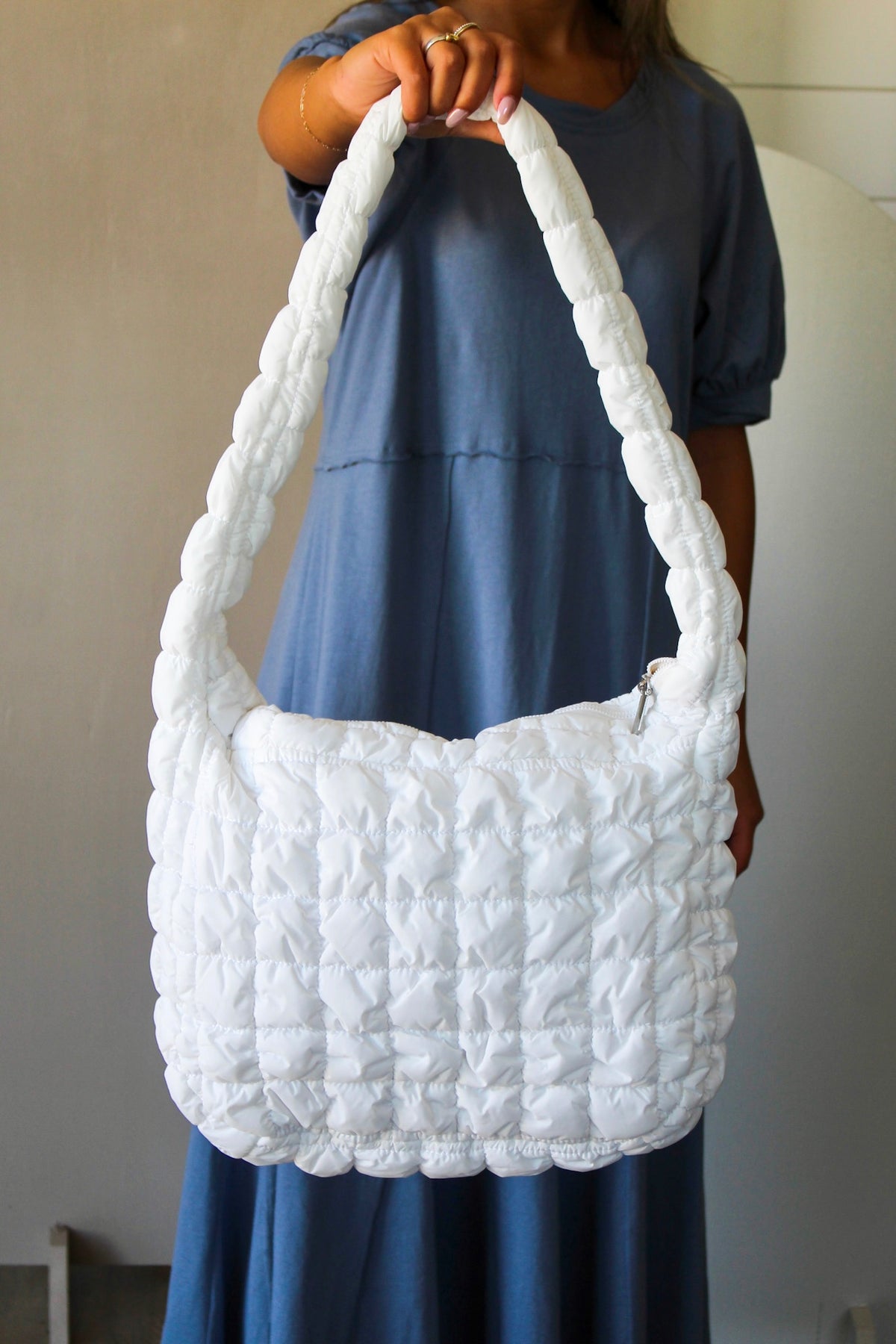 On Cloud Nine Quilted Carryall • White