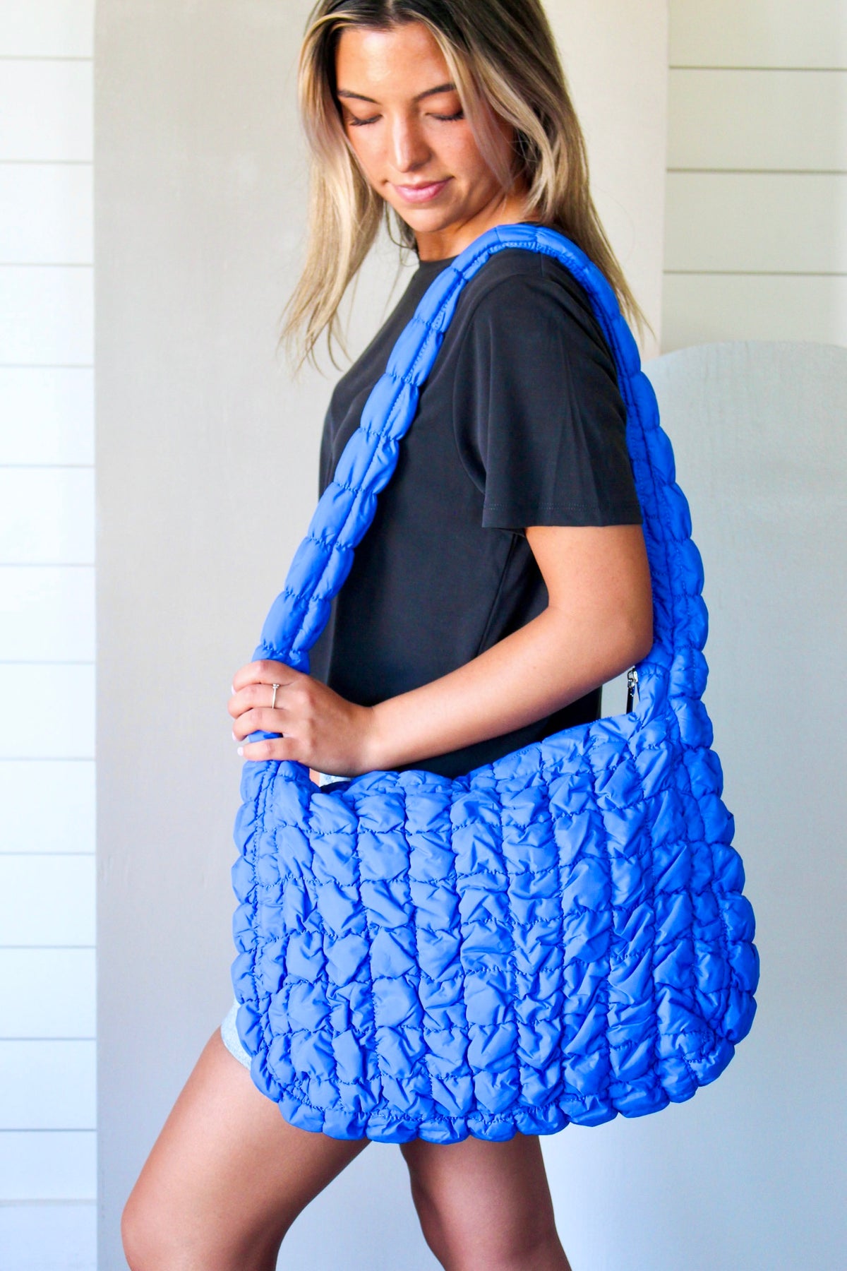 On Cloud Nine Quilted Carryall • Royal Blue