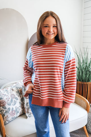 Mix It Up Stripes • Terracotta/Blue
