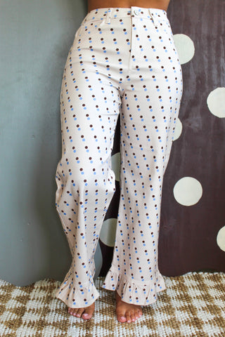The Piper Dot Denim Pants • Oatmeal