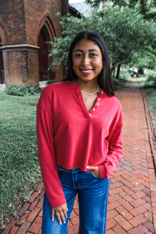 Fall Favorite Henley • Red