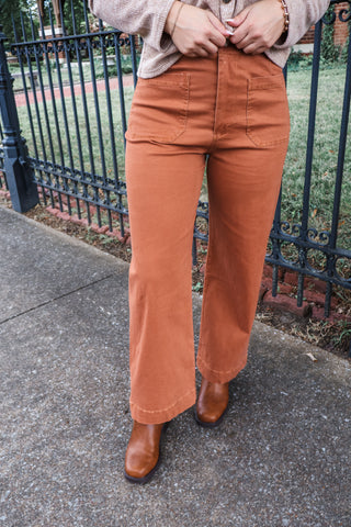 Simple Slate Patch Pocket Pants • Rust