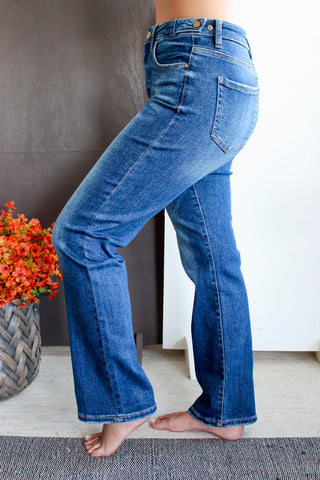 Arden Adjustable Waist Straight | Tummy Control • Dark Wash