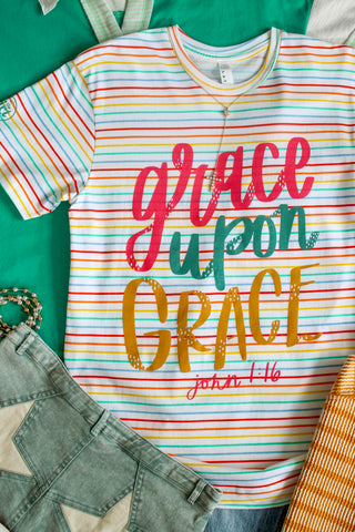 Grace Upon Grace Graphic Tee • Stripes Multi