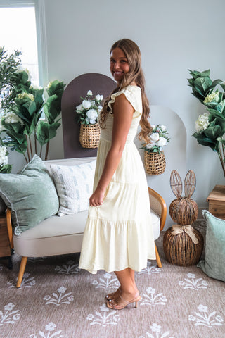 Beautiful Bliss Ruffle Midi • Iced Lemon