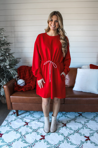 Downtown Darling Pocket Dress • Red