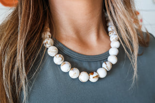 Harvest Moon Marble Necklace • Cream