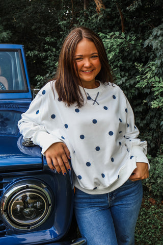 Pick A Spot Pullover • White/Navy