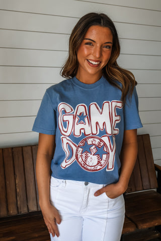 Game Day Baseball Graphic Tee • Denim