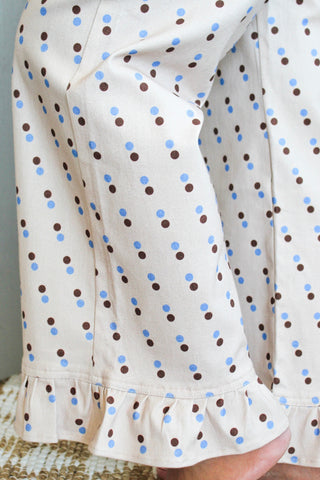The Piper Dot Denim Pants • Oatmeal