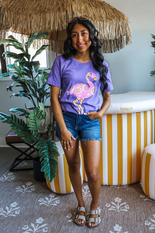 Flamingo Festival Graphic Tee • Heather Purple