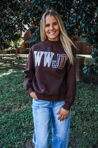 What Would Jesus Do Pullover • Dark Chocolate