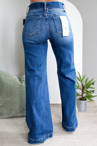 Gwen Belted Wide Leg | Tummy Control • Medium Wash