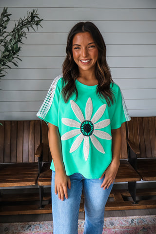 Sunflower Fields Crochet Top • Green