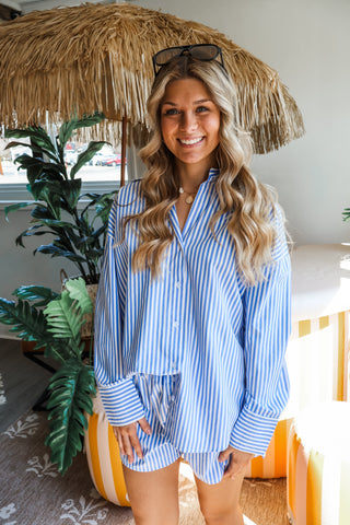 Weekend Stripes Button Up • Blue