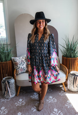 Fall Frenzy 18 • Black Satin Printed Mini - FINAL SALE