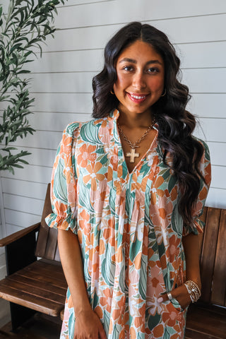 Daffodil Darling Pocket Dress • Peach Floral - FINAL SALE