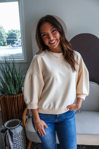 Harper Puff Sleeve Pullover • Cream