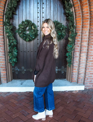 All Wrapped Up Poncho Sweater • Dark Brown