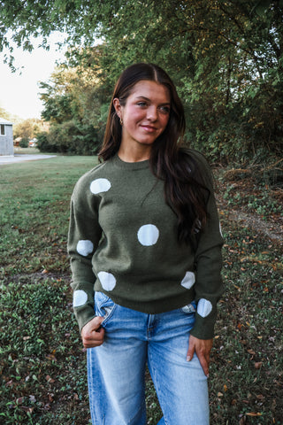 Style Playbook Polka Dot Sweater • Olive