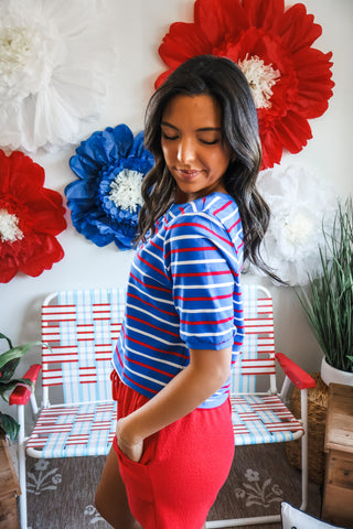 Stripes On Stripes Crewneck • Blue