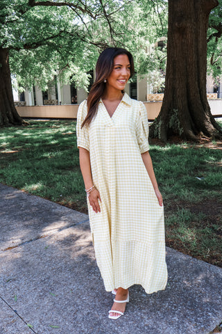 Sunny Steps Gingham Dress • Yellow