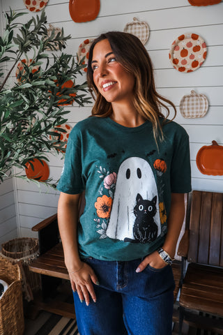 Purr-fectly Spooky Graphic Tee • Heather Green