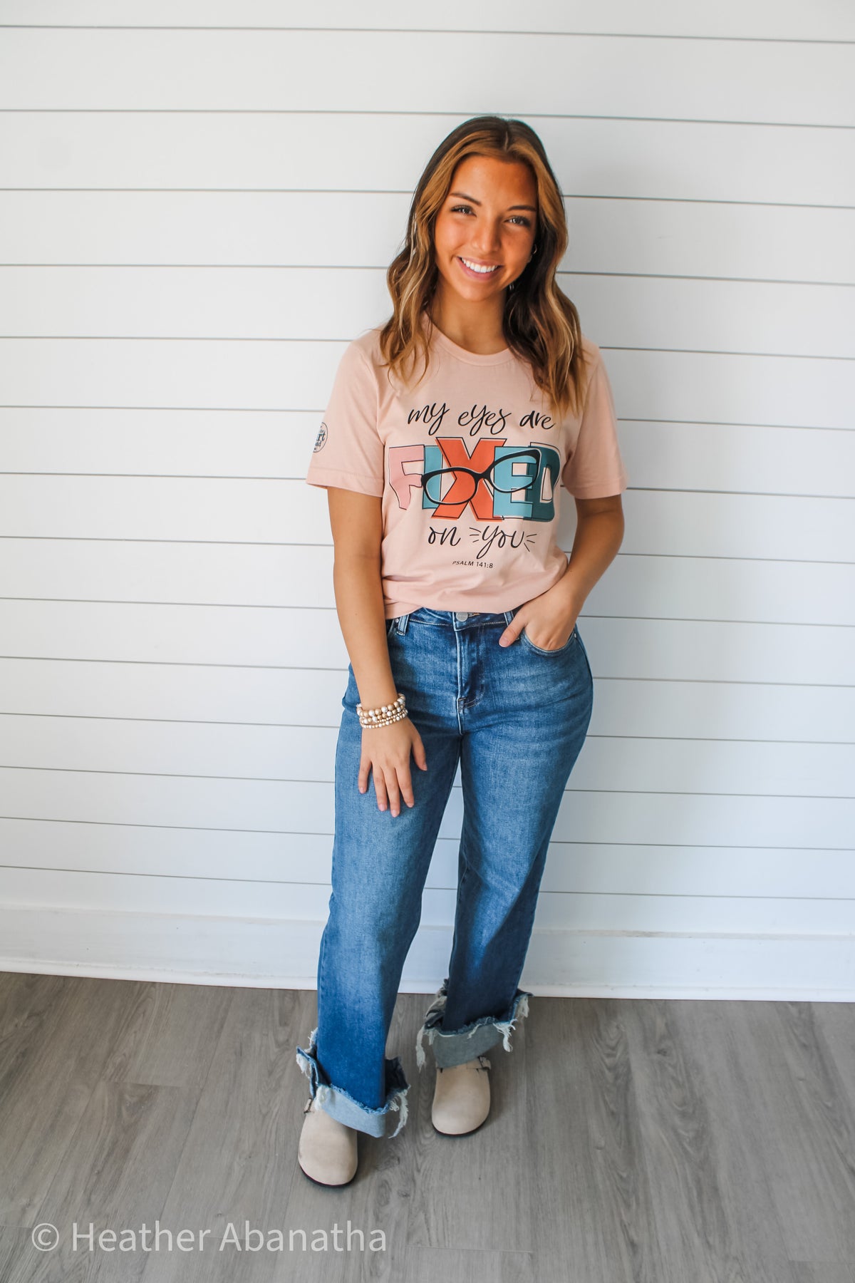 Eyes Fixed On You Graphic Tee • Light Peach - FINAL SALE