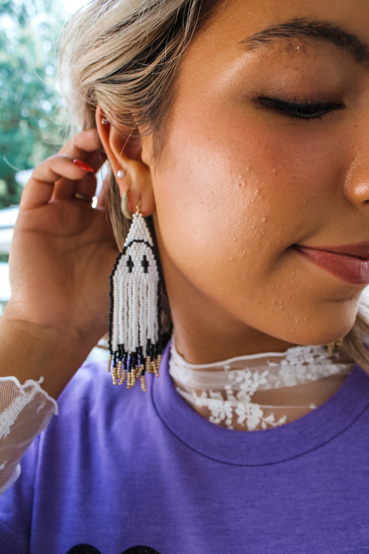 Boo-tiful Beaded Ghost Earrings