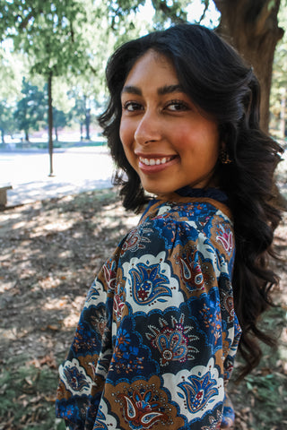 Pretty Paisley Dreams • Navy/Tan