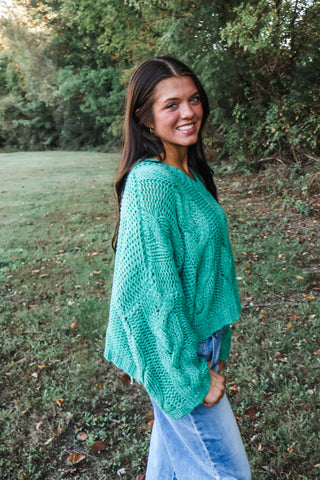Denver Cable Sweater • Green