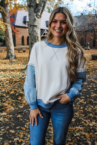 Pop Of Denim Pullover • Cream Combo