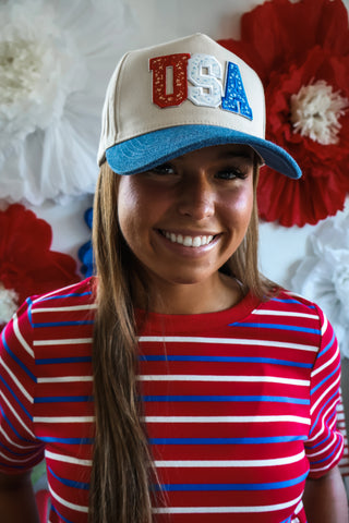 Denim Babe USA Trucker Hat • Indigo