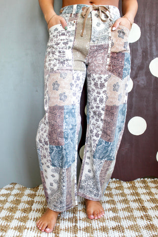 Haisley Patchwork Barrel Leg • Mocha