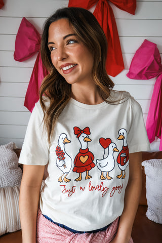 Just A Lovely Goose Graphic Tee • Cream