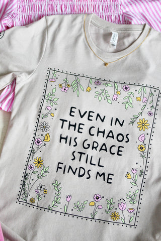 His Grace Still Finds Me Graphic Tee • Taupe