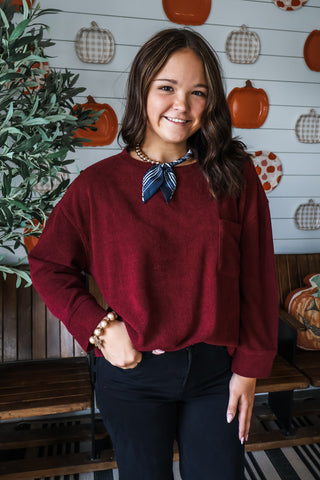 Bonfire Bliss Pocket Top • Burgundy