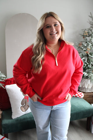 Hit The Slopes Half Zip • Red - PLUS