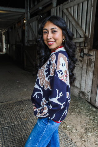 Ranch Romance Floral Sweater • Navy