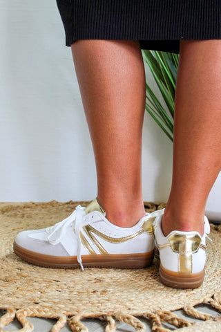 Gold Track Retro Sneaker • White Combo