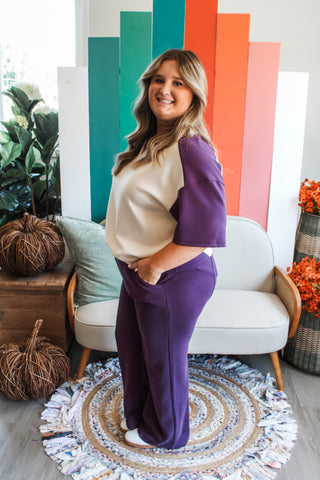 Split Personality Pants • Plum - PLUS - FINAL SALE