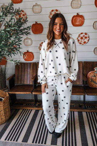 Fireside Fun Dotted Pant Set • Cream