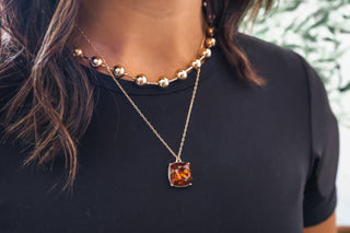 Autumn Glow Layered Necklace • Amber