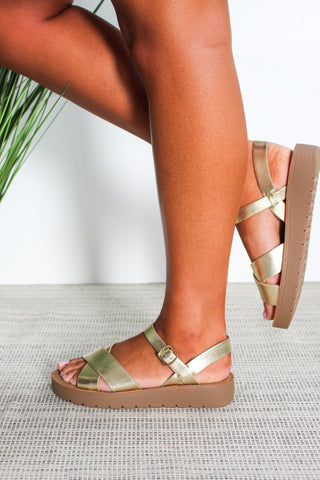 Athens Cross Strap Sandal • Gold - FINAL SALE
