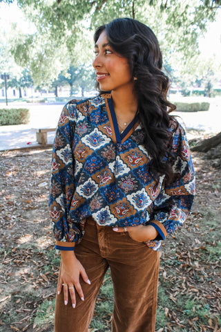 Pretty Paisley Dreams • Navy/Tan