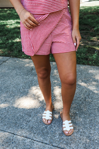 Sunday Picnic Skort Set • Red Gingham