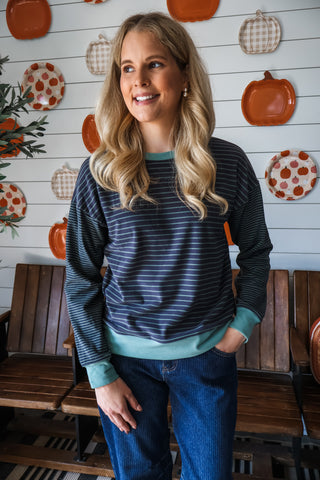 Crisp & Cool Stripes • Navy/Sage