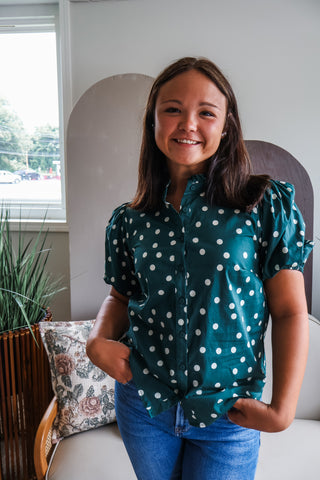 Pixie Polka Dot Top • Emerald
